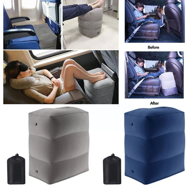 3-layer Flocking PVC Inflatable Footrest Travel Airplane Relaxing Cushion Pillow