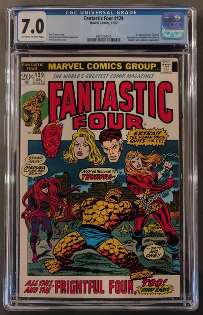 Fantastic Four 129 Cgc 7.0 Ow-W - Marvel Comics 1972 - First Thundra - New Case