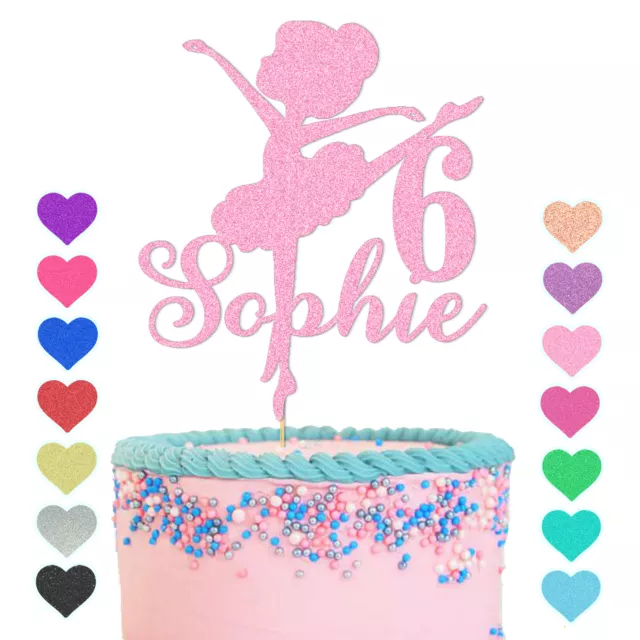 Ballerina Cake topper Personalised Name Age Glitter Topper Ballet Girl Birthday