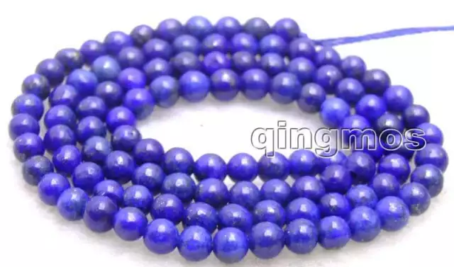 6mm Round Blue Natural Lapis Lazuli Loose Beads for Jewelry Making Strand 15"