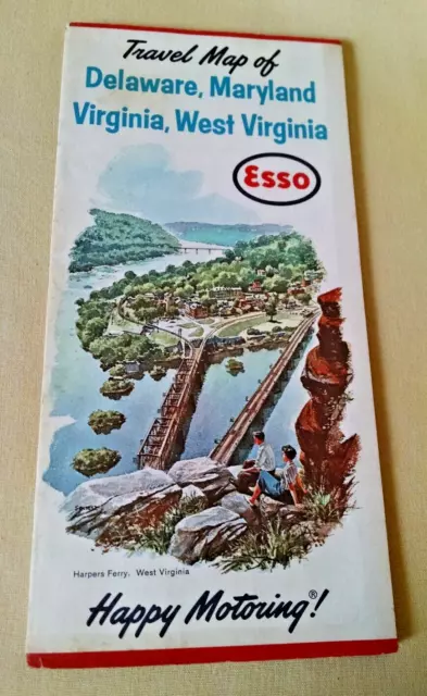 Esso Map Delaware Maryland West Virginia General Drafting Jan 1963 Humble Oil.
