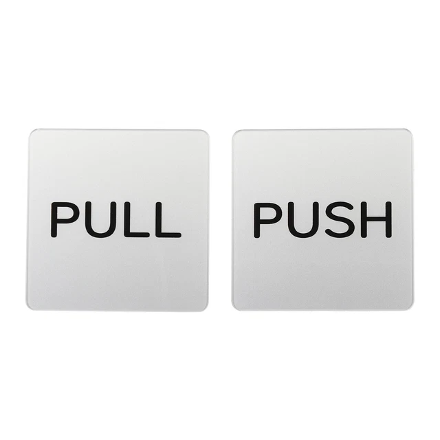 Insegna porta push pull 3,5x3,5", 1 coppia acrilico autoadesivo tonalità argento/nero