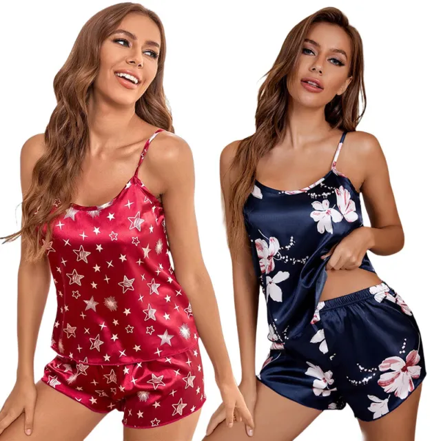 Women Sexy-Lingerie Sleepwear Satin Silk Babydoll Lace Nightwear Pajamas Set