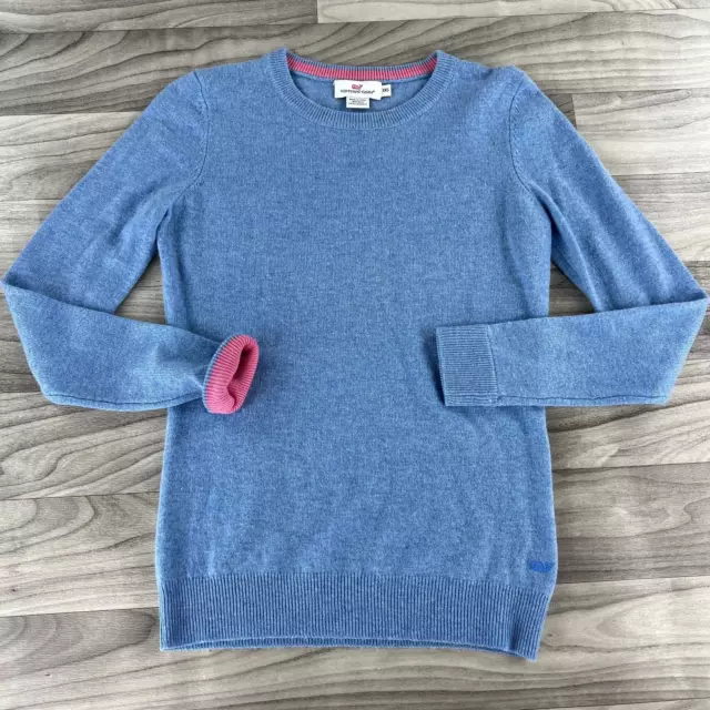 Vineyard Vines Sweater Womens Wool Cashmere 2XS Blue Pullover Logo Soft Warm