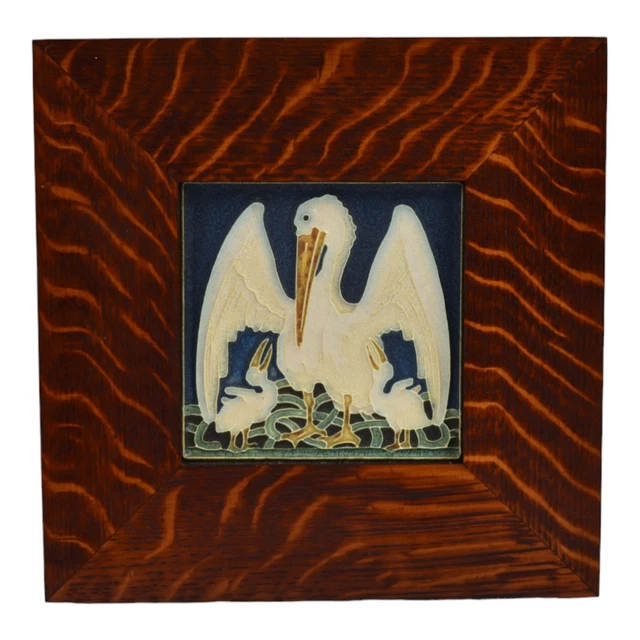 Delft De Porceleyne Fles Holland Pottery Stork Mom Babies Framed Ceramic Tile