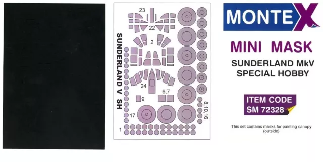 Montex 1/72 SHORT SUNDERLAND Mk.V CANOPY & WHEELS PAINT MASK Special Hobby