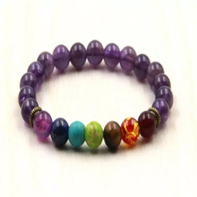 8mm Multi-Color  Buddhist Prayer Beads Mala Bracelet Bangle energy pray