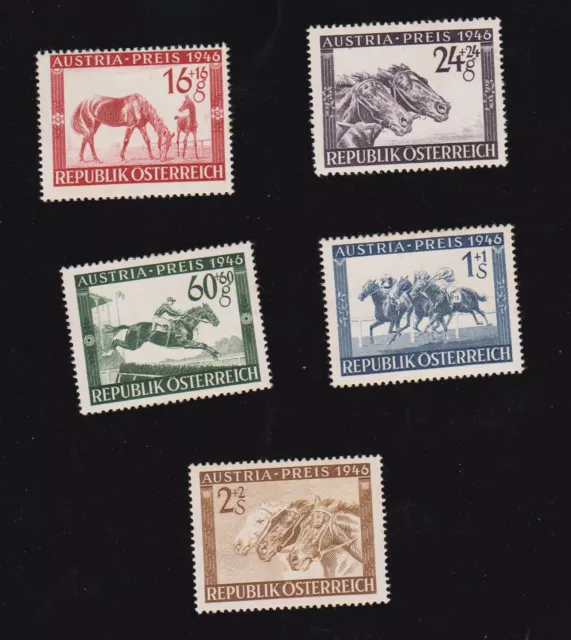 Pferderennen um den Austria-Preis, komplette Serie, 1946, postfrisch