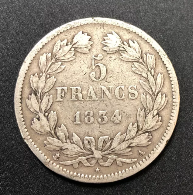 Pièce de 5 francs Louis Philippe I Argent 1834 A