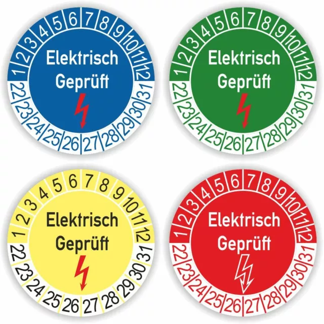 Prüfplakette Elektrisch Geprüft 15,20,25,30mm blau grün gelb rot DRU 0034