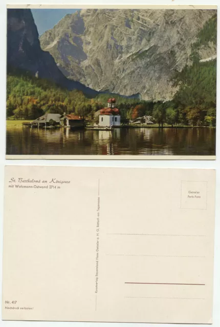 01735 - St. Bartholomä am Königssee - Watzmannn-Ostwand - alte Ansichtskarte