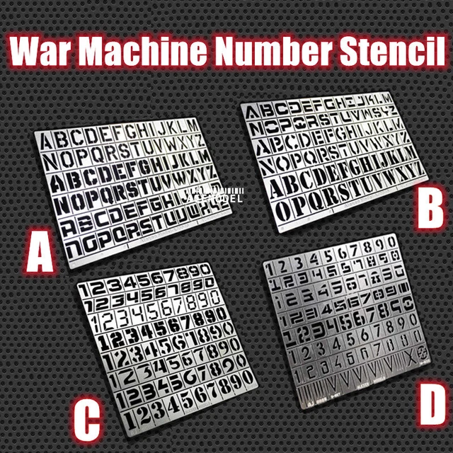 EQUIPMENT NUMBERS&LETTERS STENCIL Leakage Spray Template for 1/35 1/100