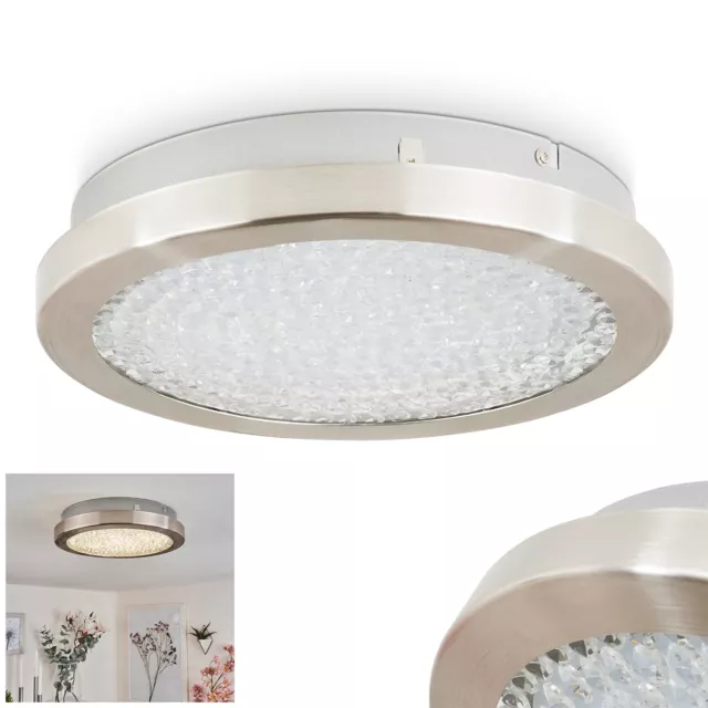 Moderne LED Wohn Zimmer Flur Leuchte Glas Weiß Kristall-Optik runde Decken Lampe