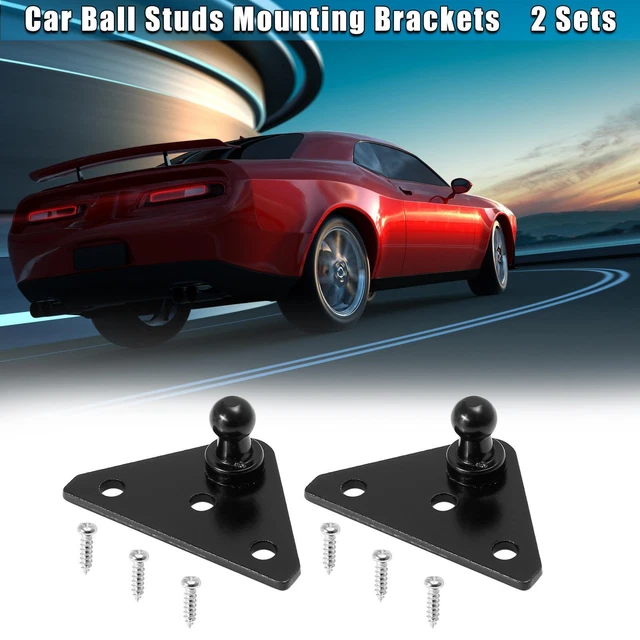 2 Set 10mm Car Ball Studs Mounting Brackets for Gas Struts Shocks w Screws Black
