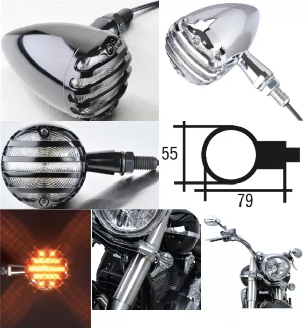 BLINKER LED MOTORRAD Schwarz Metall Gitter Genehmigt Harley Honda Suzuki  BMW EUR 51,16 - PicClick DE