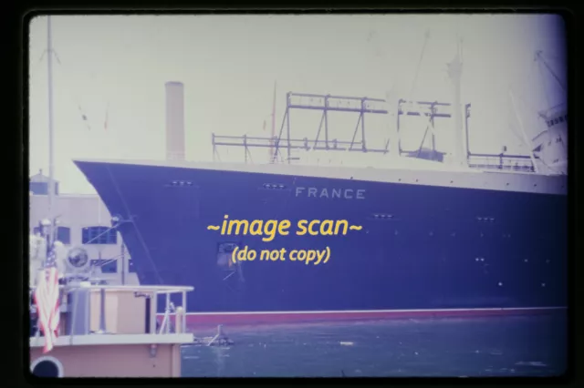 SS France, French Line Passenger Ship at New York in 1962, Kodachrome Slide i18a