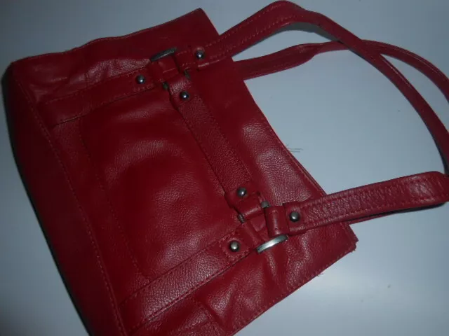 100% Red Leather Handbag Debenhams / Never Used