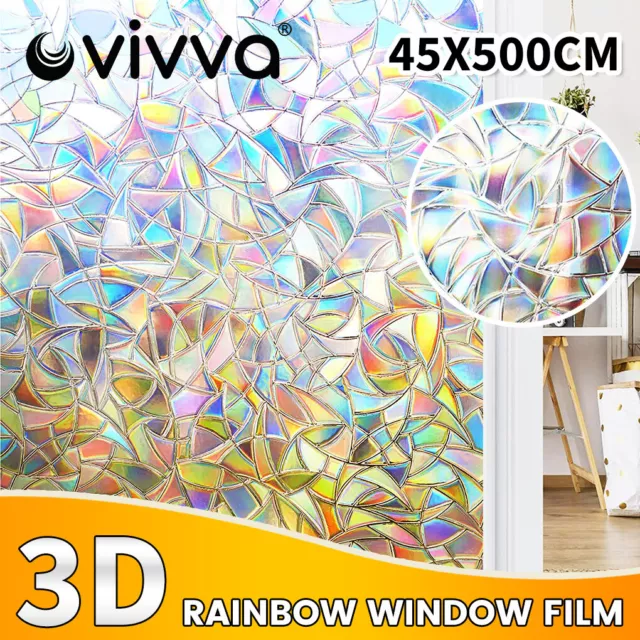 Vivva 3D Rainbow Window Film Reflective Decorative Privacy Clings Glass Sticker