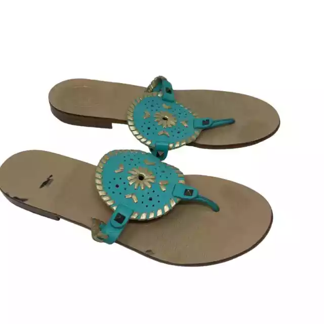 Jack Rogers Georgica Teal Blue Jelly Sandals Thong Slip On Womens 10