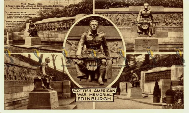 Scottish American Memorial, The Call 1914, Edinburgh, 5 Image Multiview Postcard