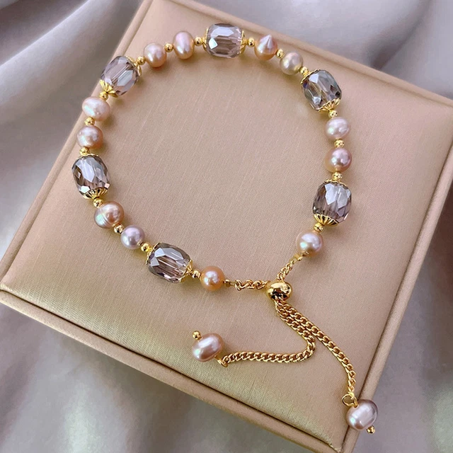 Partner Armbänder Set Vintage Style Purple Pearl Armband Fashion Natural Crystal
