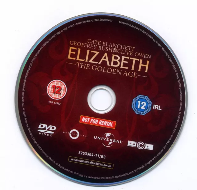 Elizabeth: The Golden Age ~ Starring  Cate Blanchett ~ Region 2 Dvd