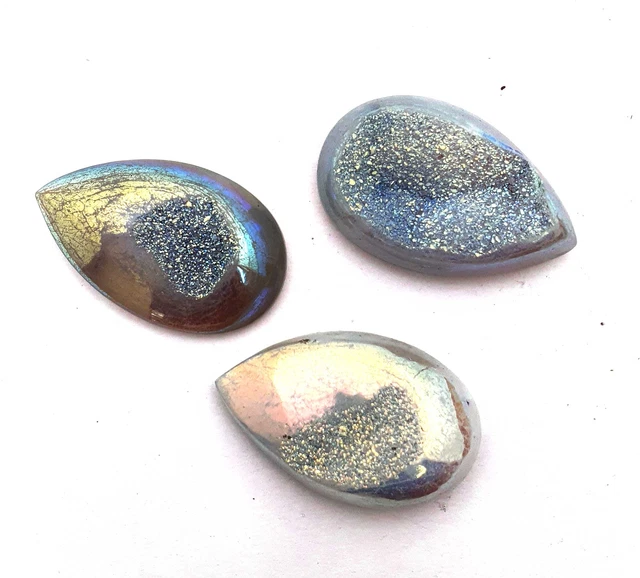 Naturel Brute Quartz Poire Cabochon Blanc Couleur 3 Pièces 24 40 MM 176 CT