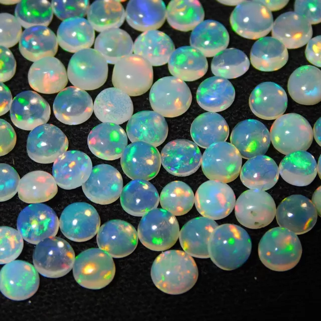 Natural Ethopian Opal 3x3mm To 10x10mm Round Cabochon Loose Gemstone