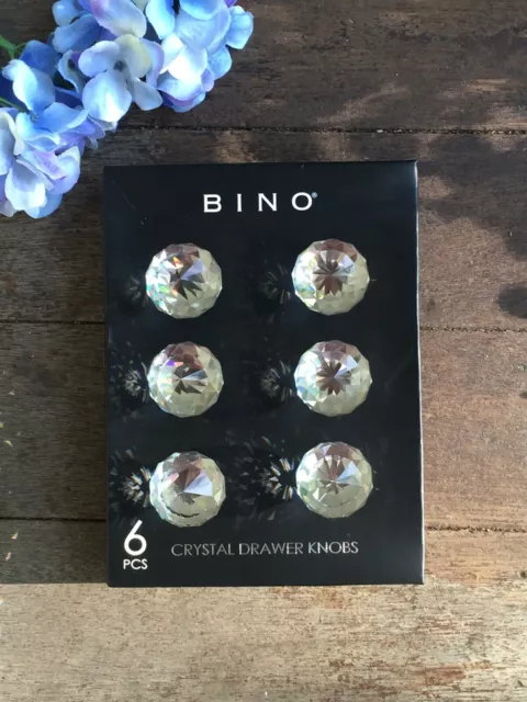 BINO 6-Pack Crystal Cabinet Knobs Drawer Pull Handles - 1-1/8th" Diameter New