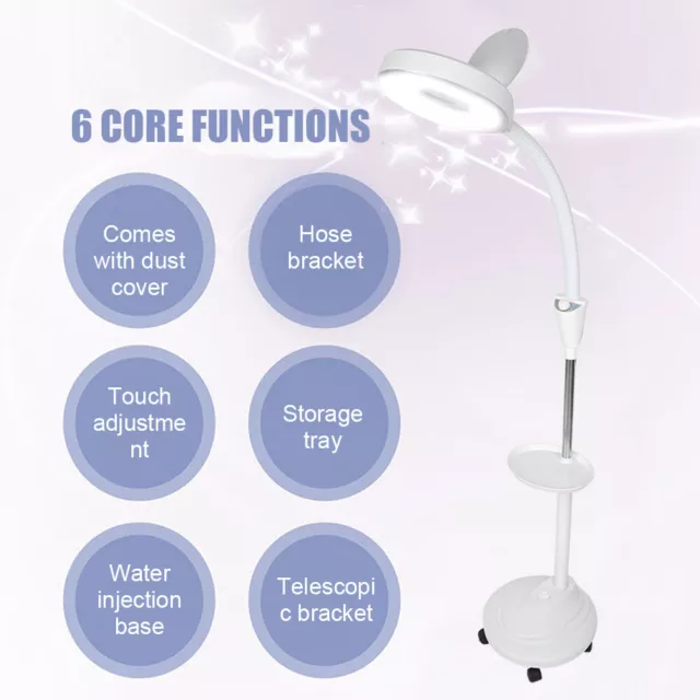 Adjustable LED Cold Light Floor Lamp Tattoo Beauty Lamp with Magnifier