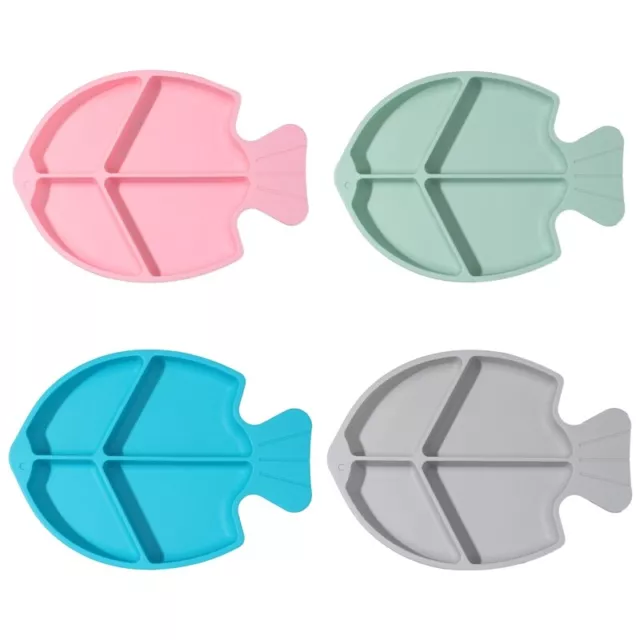 Baby Silicone Fish Divided Suction Bowl Kids Dinner Plate Infant Dishes