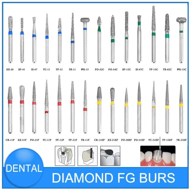 USA Dental Diamond Burs Ball Round For High Speed Handpiece FG 1.6mm 28 Types