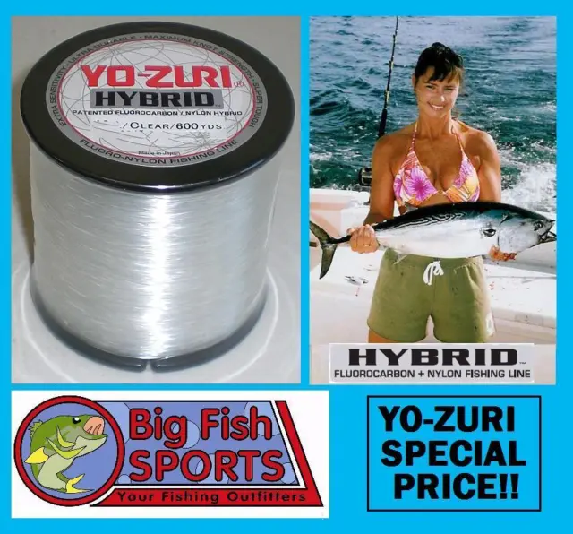 YO-ZURI HYBRID Fluorocarbon Fishing Line 40lb/600yd CLEAR COLOR FREE USA SHIP!