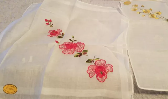 Vintage  100 % cotton handkerchiefs made in Switzerland.