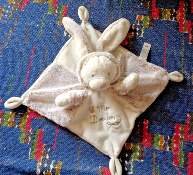 5Pa/ Mon Doudou Plat Nicotoy Simba Lapin Ours Blanc Beige Gris Chine Noeud Ttbe