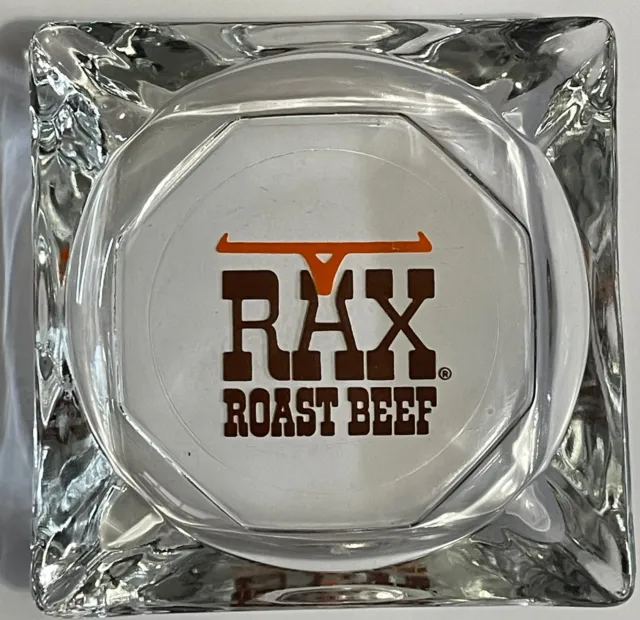 Vintage RAX Roast Beef Advertising Glass Ashtray