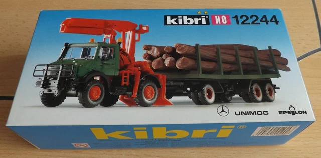 KIBRI H0 12244 Bausatz MB Unimog mit Holz-Anhänger 19,5 x 3,2 x 2,5 cm ...