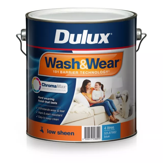 Dulux 4L Wash u0026 Wear Low Sheen Blue Interior Paint