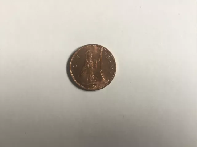 Great Britain Coin: 1967 English One Penny Coin