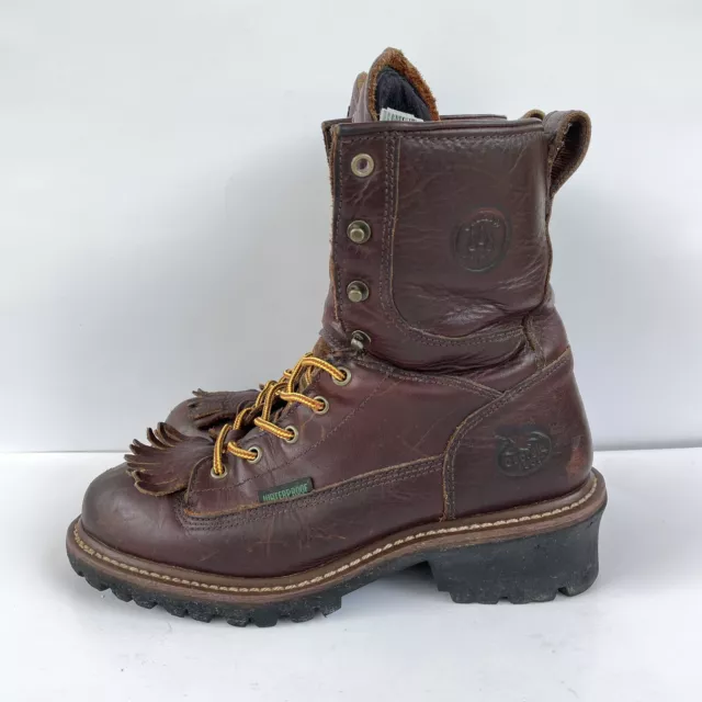 GEORGIA LOGGER WATERPROOF Soft Toed Work Boots Mens 7.5 W Brown Leather ...