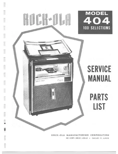 Rock-Ola Jukebox Service Manual Reprint CD Thumb Drive Check Description