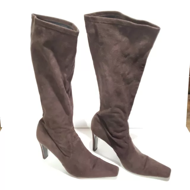 Donald J Pliner M100 Expresso Boots Knee High Heels Italy 10 M w/ Box Dust Bag