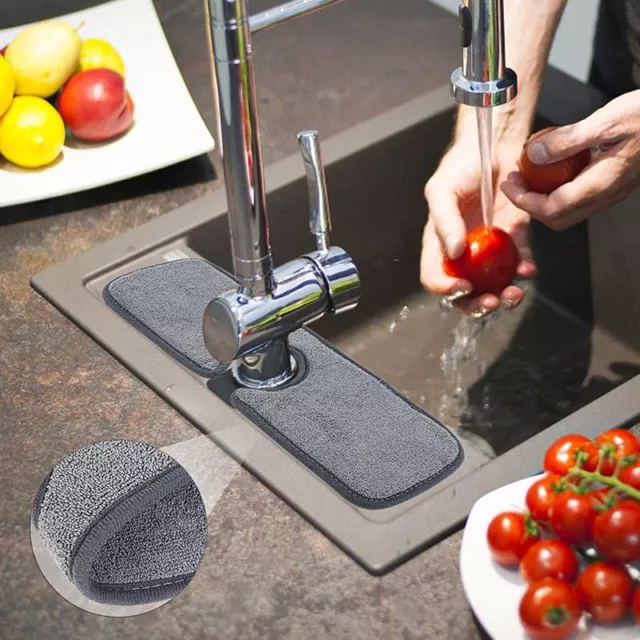 1/3X Kitchen Faucet Absorbent Mat Sink Splash Guard Microfiber Pad Water Catcher