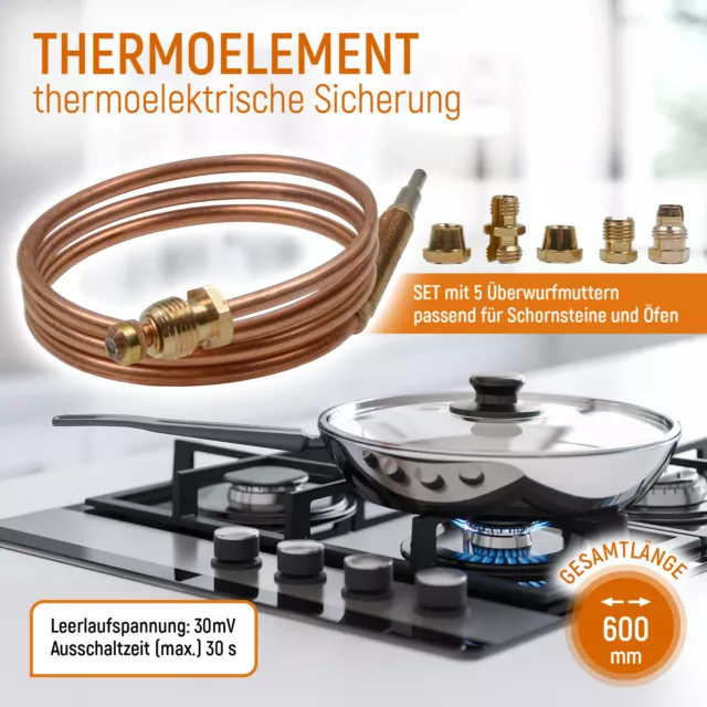 Thermoelement universal 600mm heizgeräte mit Adaptern für Gasherd Gasgrill 3