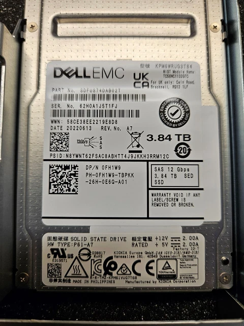 Kioxia KCM6XRUL1T92 NVME RI Solid State Drive selling