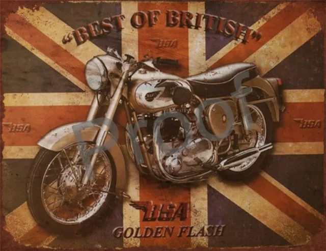 Bsa Golden Flash  #0023 Sign 10 X 7.7" Garage Shed Aluminium Metal Vintage Bike