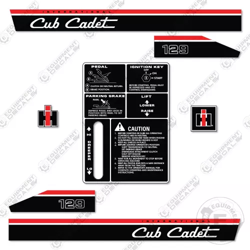 Cub Cadet 129 Decal Kit Riding Mower Tractor - 7 YEAR OUTDOOR 3M VINYL!