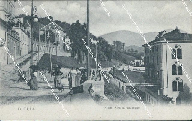 bt75 cartolina biella citta' rione riva s.giuseppe inizio 900 piemonte