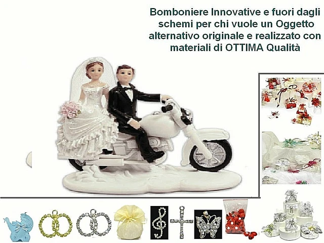Faveur Mariage Figurine Cm.13x10 Jeunes Mariés Sur Moto TB7207