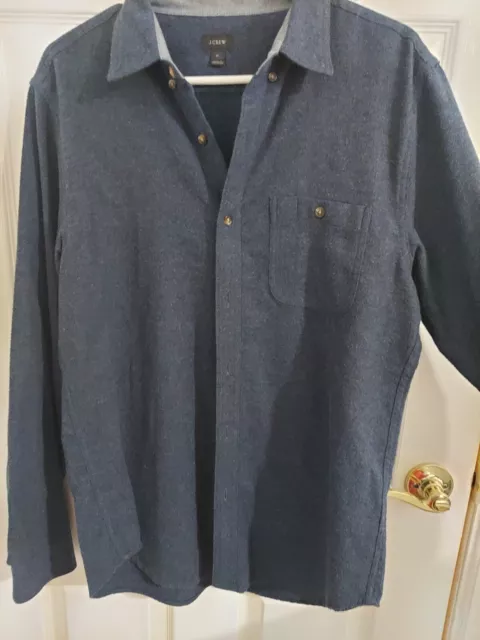 J Crew Wool Button Up Mens Medium-Sized Elbow Patch 100% Leather Patches